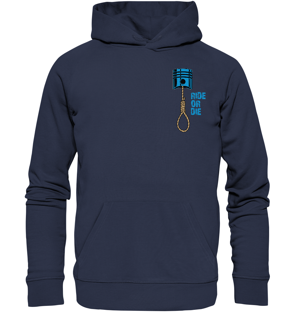 FFH - Ride or Die blau, Frontprint klein Brust - Premium Unisex Hoodie